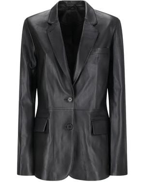DESA NINETEENSEVENTYTWO Buttoned Leather Blazer - Black
