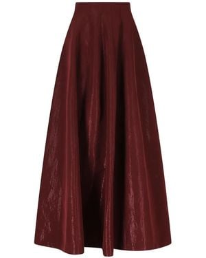 Alberta Ferretti High-Shine Flared Maxi Skirt - Purple