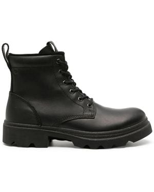 Ecco Grainer Logo-Embossed Leather Boots - Black