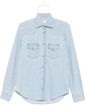 Eleventy Double-Pocket Denim Shirt - Blue
