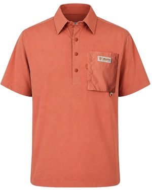 Columbia Cove Beach Logo-Patch Chest-Pocket Shirt - Orange
