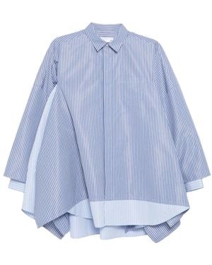 Sacai Striped Pocket Poplin Shirt - Blue