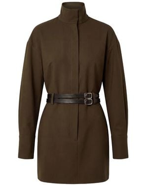 Nicholas Belted High-Neck Mini Dress - Brown