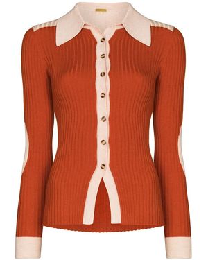 Dodo Bar Or Seth Contrast-Trim Cardigan - Orange