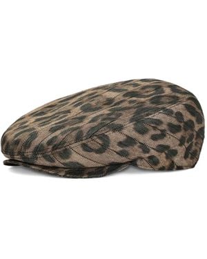 Dolce & Gabbana Leopard-Print Jacquard Flat Cap - Grey