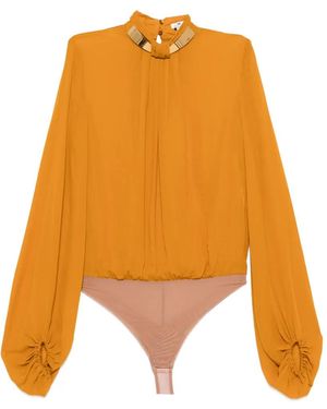 Elisabetta Franchi Blusa Color Oro Con Targhetta - Arancione