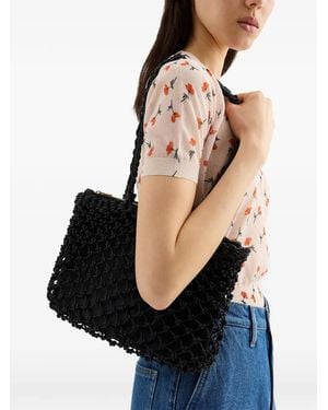 Jil Sander Crochet-Effect Shoulder Bag - Black