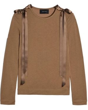Simone Rocha Bow-Detail Long-Sleeve T-Shirt - Brown
