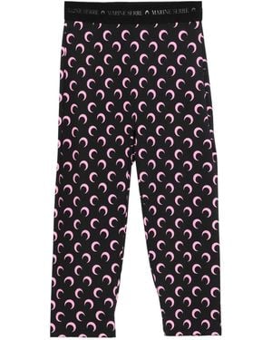 Marine Serre Capri Moon-Printed Shorts - Blue