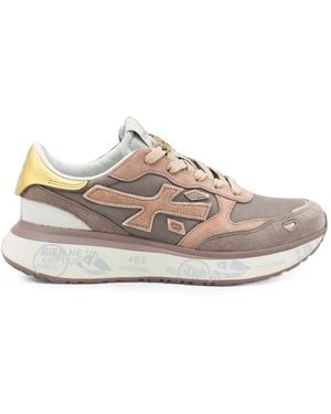 Premiata Logo-Patch Panelled Trainers - White