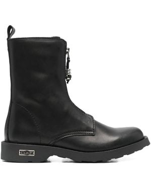Cult Zip-Up Leather Boots - Black