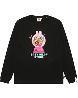 *BABY MILO® STORE BY *A BATHING APE® Graphic-Print Long-Sleeved T-Shirt - Black