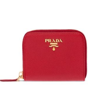 Prada Saffiano Leather Coin Purse - Red