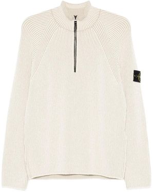 Stone Island ジップネック セーター - ナチュラル