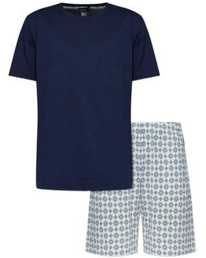 Hanro Patterned Cotton Pyjama Set (Set Of Two) - Blue