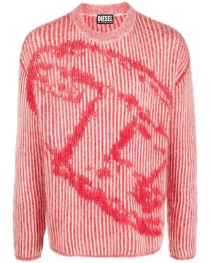 DIESEL Logo-jacquard Jumper In Mohair Blend - Pink