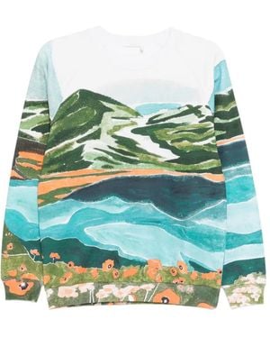 Chloé Graphic-Print Crew Neck Sweatshirt - Green