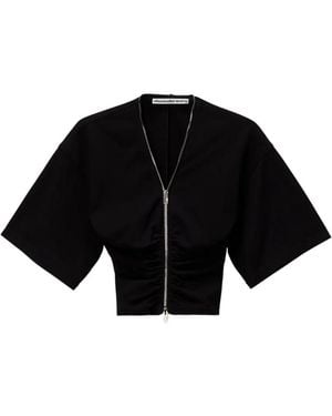 Alexander Wang Zip-Up Ruched Top - Black