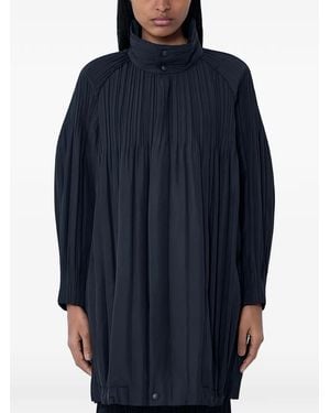 Pleats Please Issey Miyake Mantel mit Stehkragen - Blau