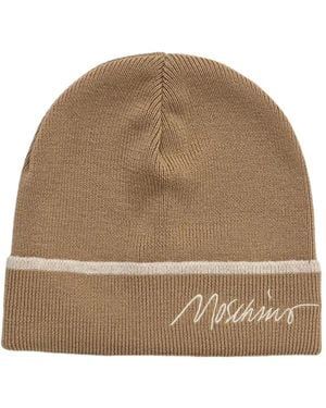 Moschino Gestreifte Beanie Mit Logo-Stickerei - Natur