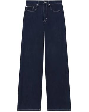 KENZO Logo-Patch Wide-Leg Jeans - Blue