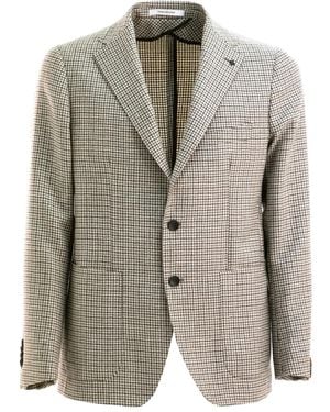 Tagliatore Houndstooth Button Jacket - グレー