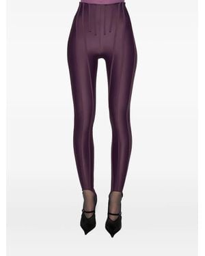 Mugler Leggins De Talle Alto A Paneles - Morado