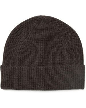 Peserico Ribbed-Knit Beanie Hat - Black