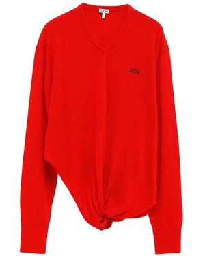Loewe Jersey con cuello en V - Rojo