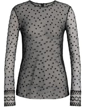 Alberta Ferretti Blusa De Tul Con Motivo De Lunares De Manga Larga - Negro