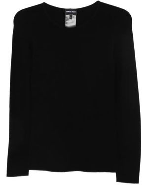 Giorgio Armani Fine-Knit Round-Neck Sweater - Black