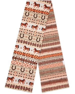 Stella McCartney Fair Isle Horse Horseshoe Pattern Scarf - White