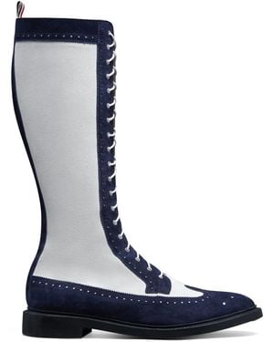Thom Browne Longwing Suede Knee-High Boots - Blue