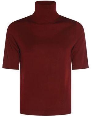 Allude Kurzärmeliger Rollkragenpullover - Rot