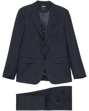 ZEGNA Flap-Pocket Single-Breasted Suit - Blue