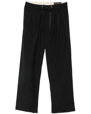 White Sand Belted Pleated Trousers - Black