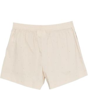 MC2 Saint Barth Meave Crystal-Embellished Elasticated-Waist Shorts - Natural
