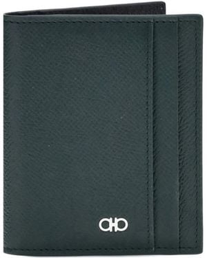 Ferragamo Gancini-Embellished Leather Card Holder - Green