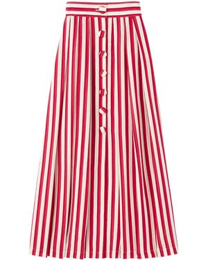 D'Estree Irving Striped High-Waisted Skirt - Red