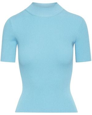 Oscar de la Renta Gerippte Shorts Aus Seide - Blau