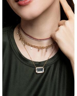 SHAY Collar Con Topacio Y Diamante - Negro