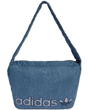 adidas Shopper Washed Effect Logo-Print Shoulder Bag - Blue