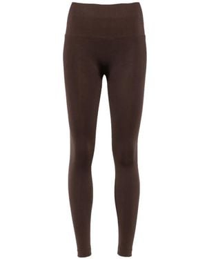 MC2 Saint Barth Vega Ruched Logo-Patch Leggings - Brown
