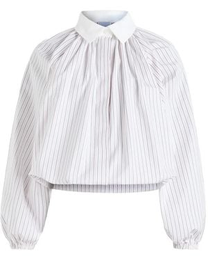 Patou Striped Balloon-Sleeves Shirt - White