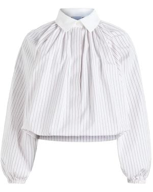 Patou Pinstripe-Pattern Cotton Blouse - White