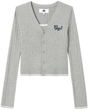Chocoolate Cable-Knit Layered Cardigan Set - Grey