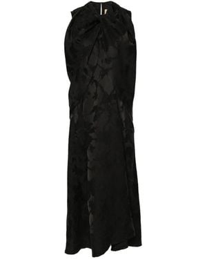 Uma Wang Floral-Jacquard Draped Maxi Dress - Black
