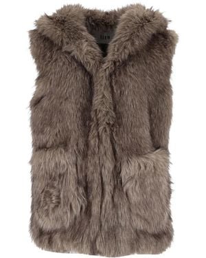 ELEH Faux-Fur Hooded Gilet - Brown