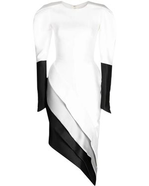 Saiid Kobeisy Mikado Panelled Piqué Midi Dress - White