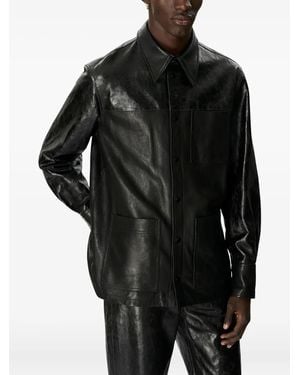 Marine Serre Glossy Moon Leather Shirt - Black